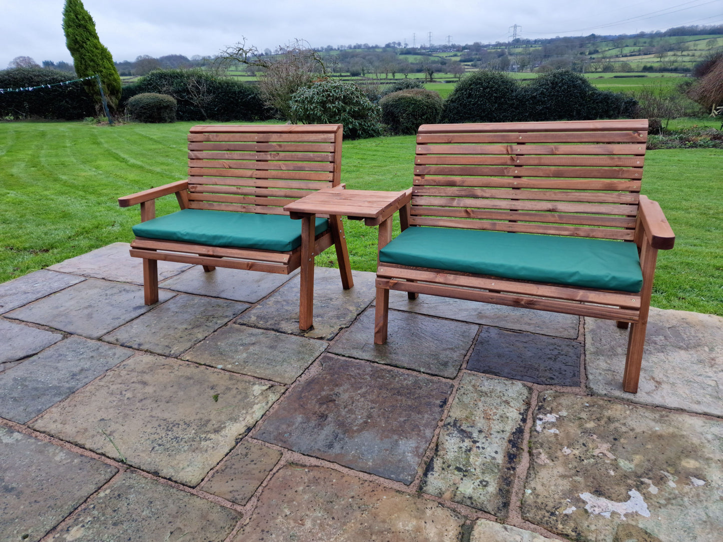 Classic Redwood 4 Seat Set 2 x Benches - Straight Tray
