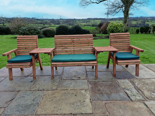 Classic Redwood 4 Seat Set 2 x Chair 1 x Bench - Straight Trays