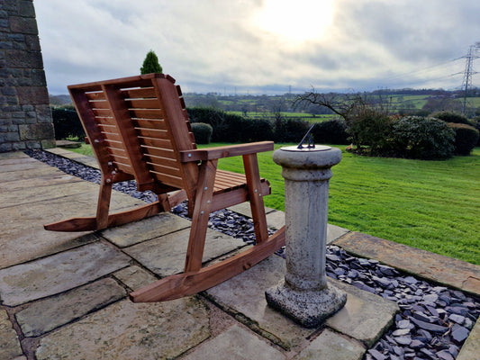 Classic Redwood Rocking Bench