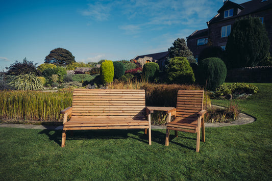 Classic Redwood 4 Seat Set 1 x Chair 1 x Bench - Angled Tray