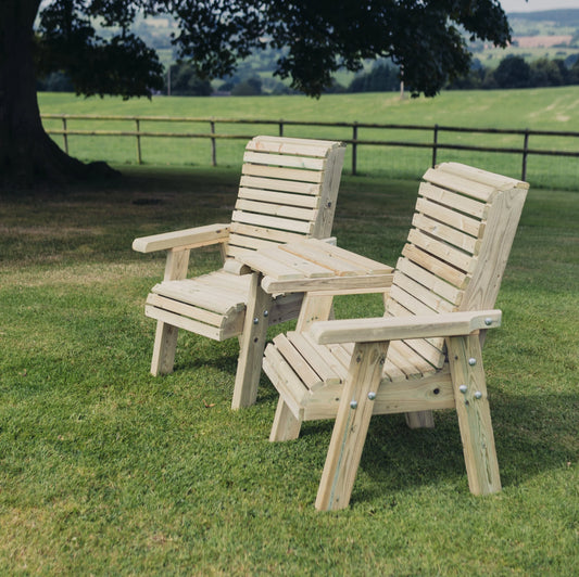Heritage Tanalised Loveseats Angled Tray