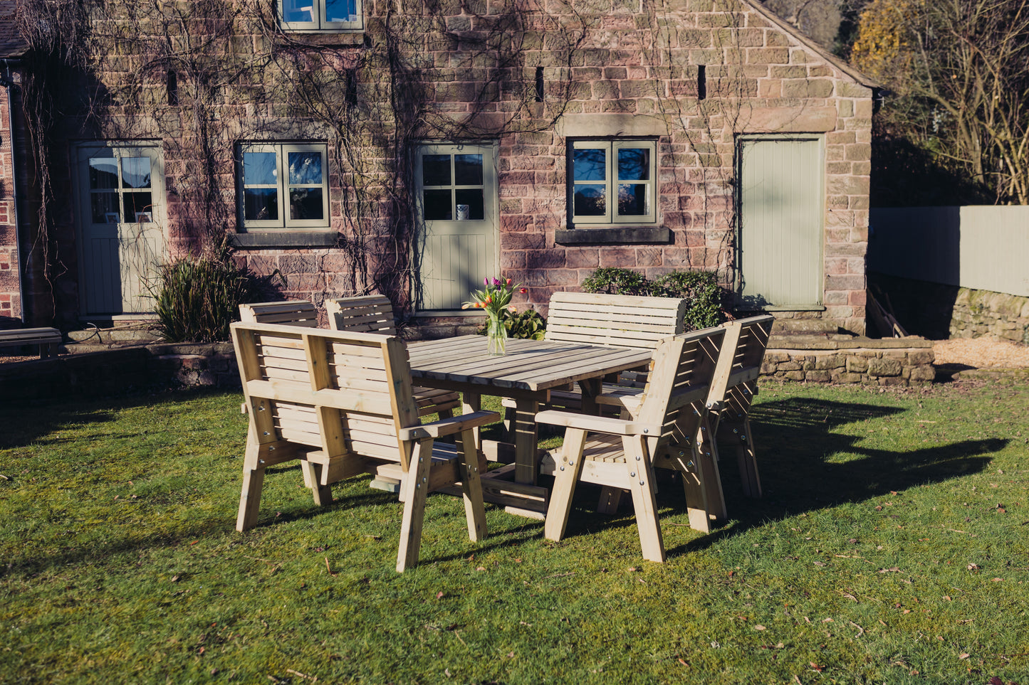 Heritage Tanalised 8 Seater Square Set - Benches