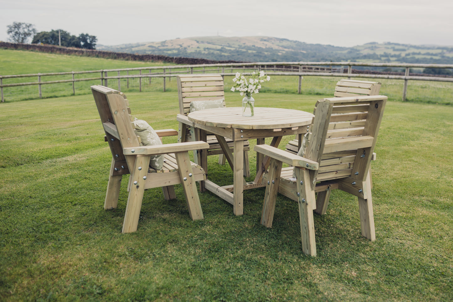 Heritage Tanalised Round 4 Seat Table Set - Chairs