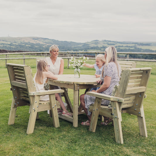 Heritage Tanalised Round 4 Seat Table Set - Chairs