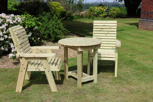 Heritage Tanalised Bistro Set – 2 Chairs & 80cm Round Table