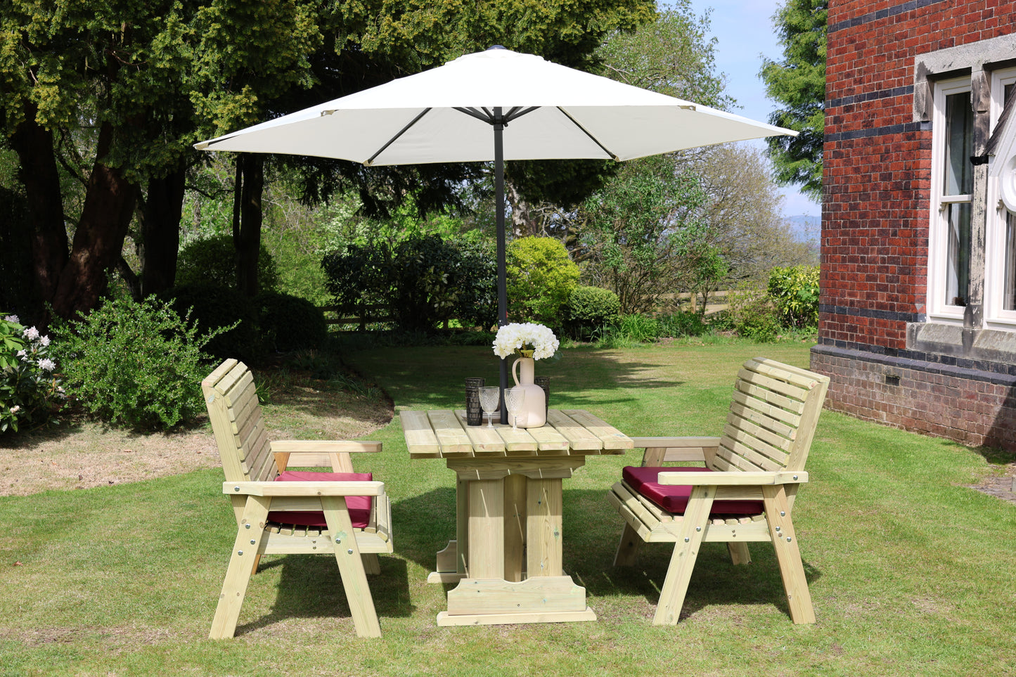 Heritage Tanalised Compact Dining Set – 4 Seat with 2 Benches and 120cm x 90cm Table