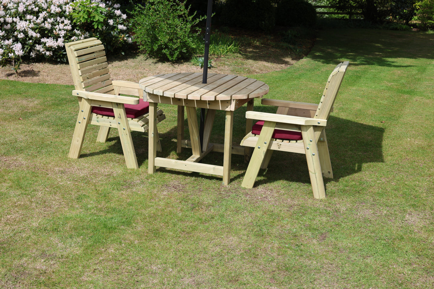 Heritage Tanalised Round Dining Set – 2 Seat with 2 Chairs and 113cm Round Table