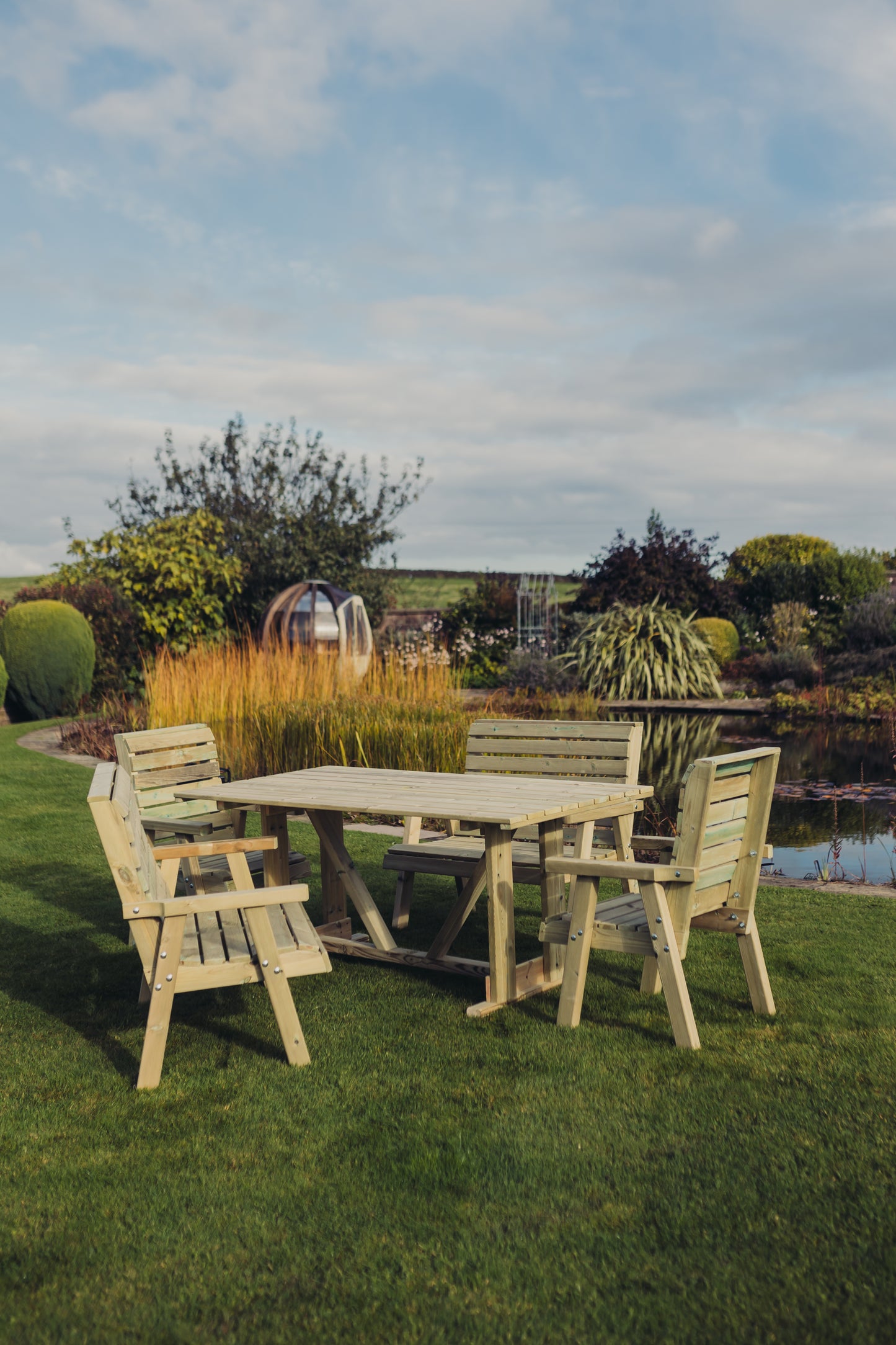 Jasmine Dining Set – 6 Seater with 2 Chairs & 2 Benches