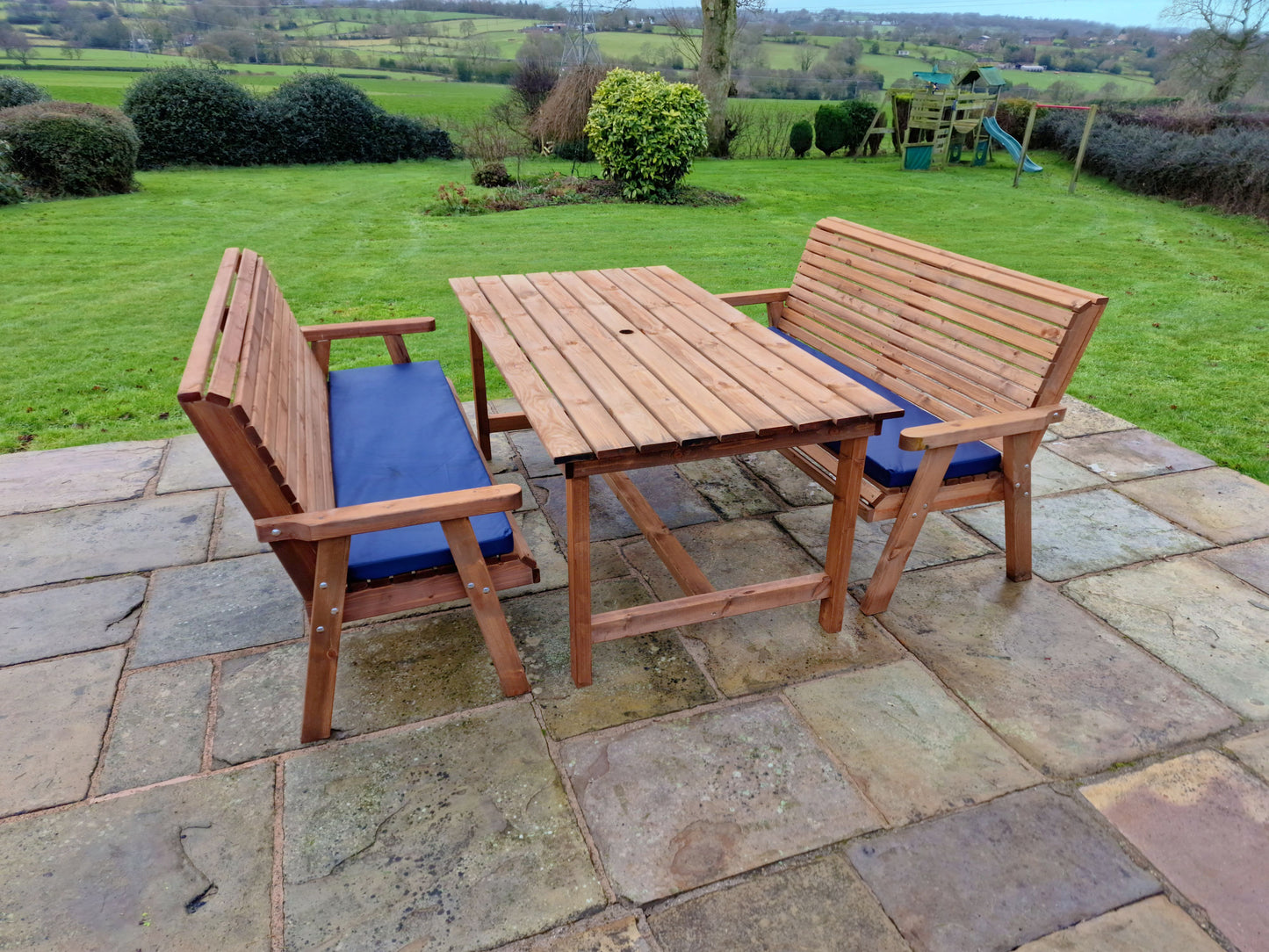 Classic Redwood 4 Seat Rectangular Set - Benches