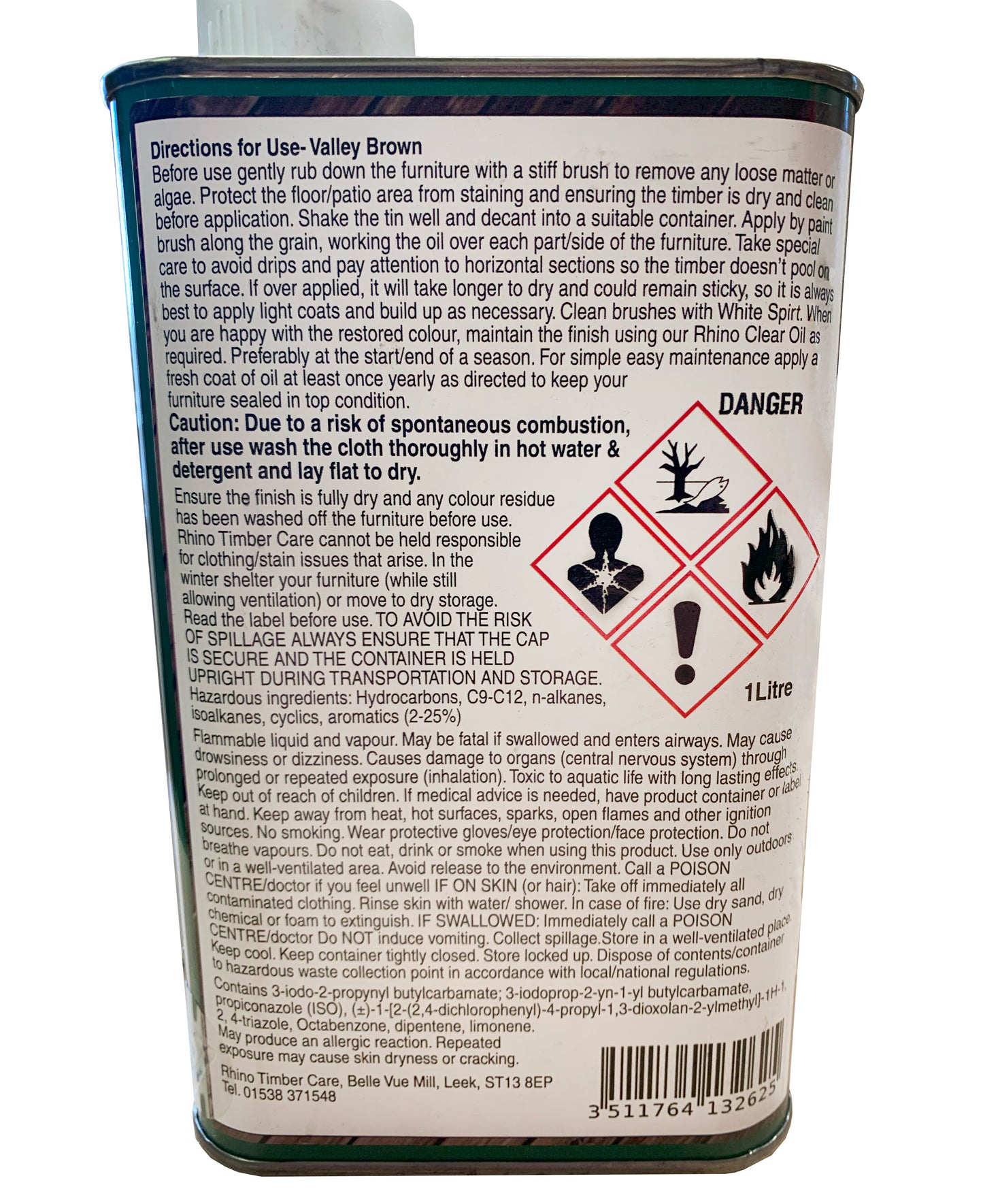 Rhino Classic Redwood Brown 1 Ltr Tin