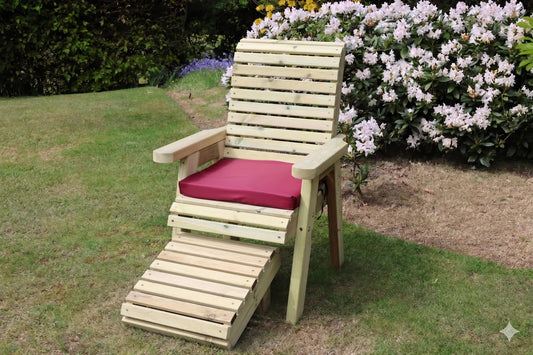 Heritage Tanalised single chair with cushion and matching footstool