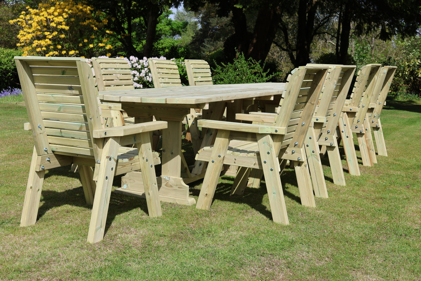 Heritage Tanalised Large Dining Set – 10 Seater with 10 Chairs and 2.4m Table