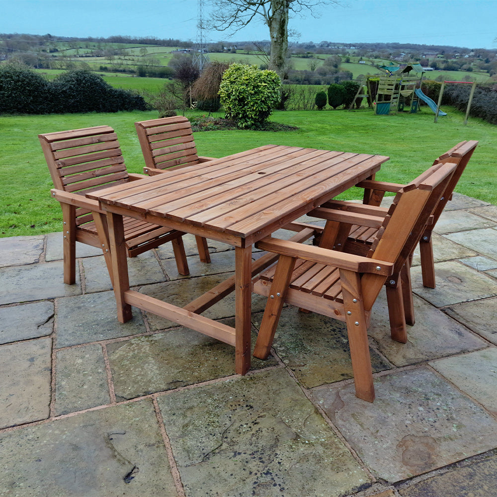 Classic Redwood 4 Seat Rectangular Set - Chairs