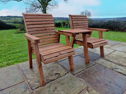 Classic Redwood Love Seats Straight