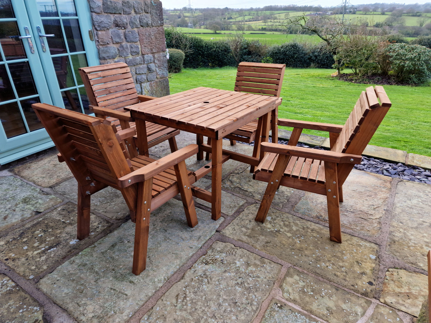 Classic Redwood 4 Seater Square