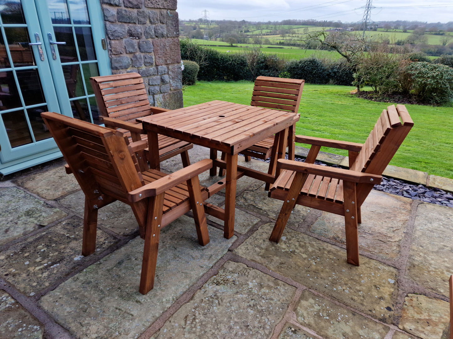 Classic Redwood 4 Seater Square