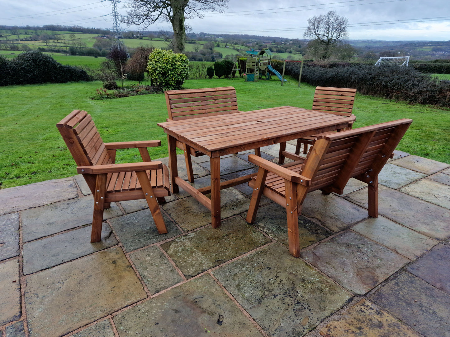 Classic Redwood 6 Seater Set - Benches/Chairs