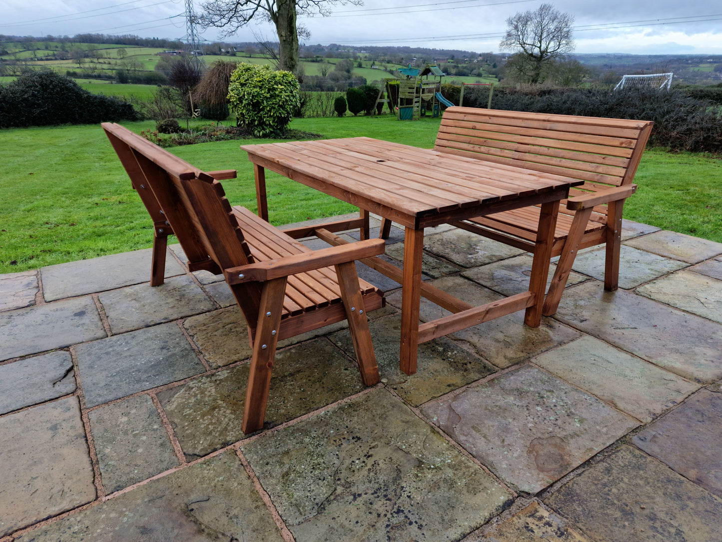 Classic Redwood 6 Seat Set - Benches