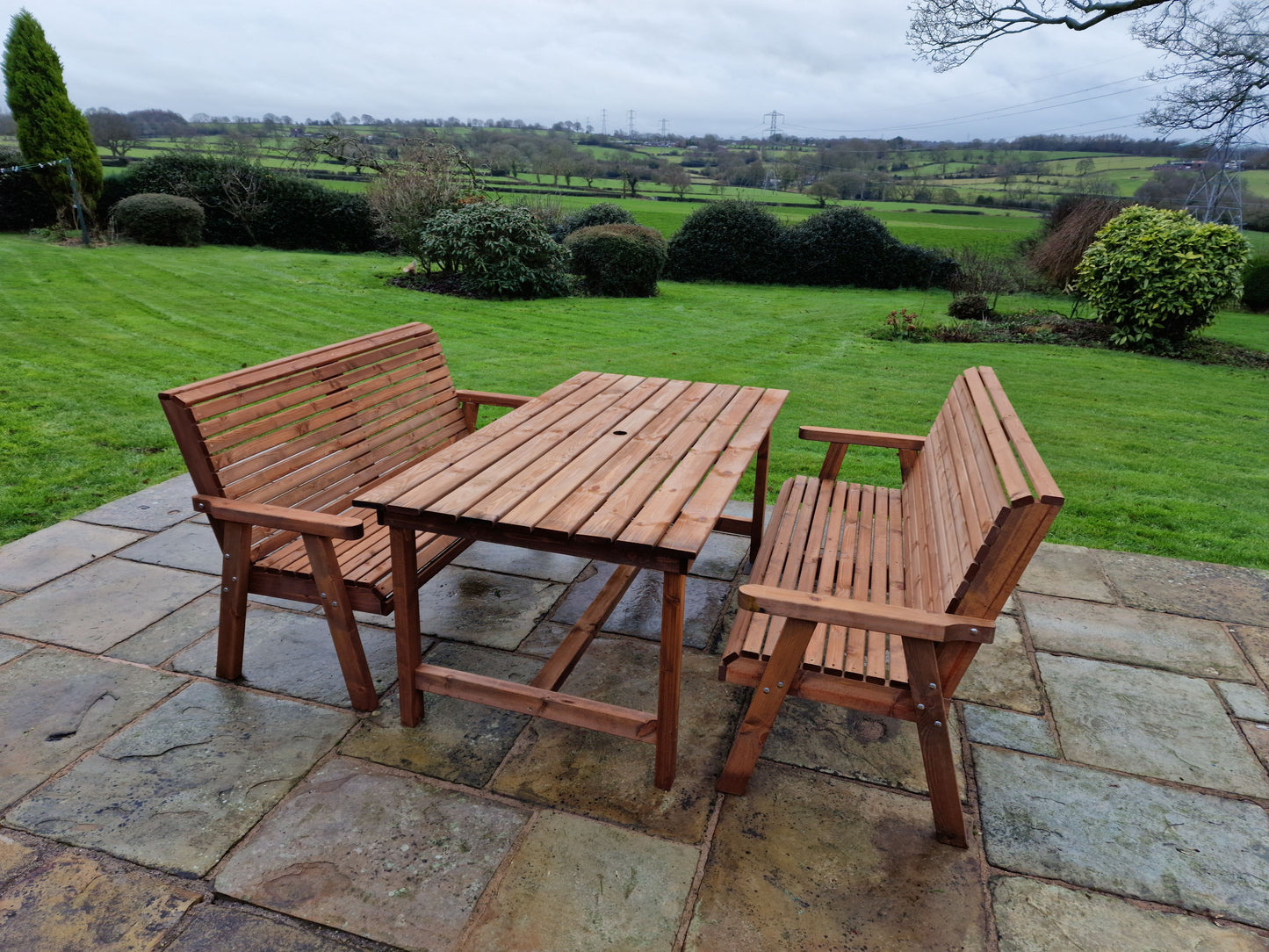 Classic Redwood 6 Seat Set - Benches