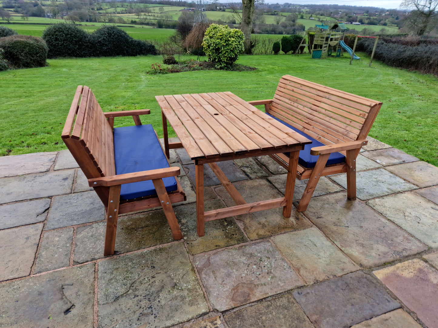 Classic Redwood 4 Seat Rectangular Set - Benches