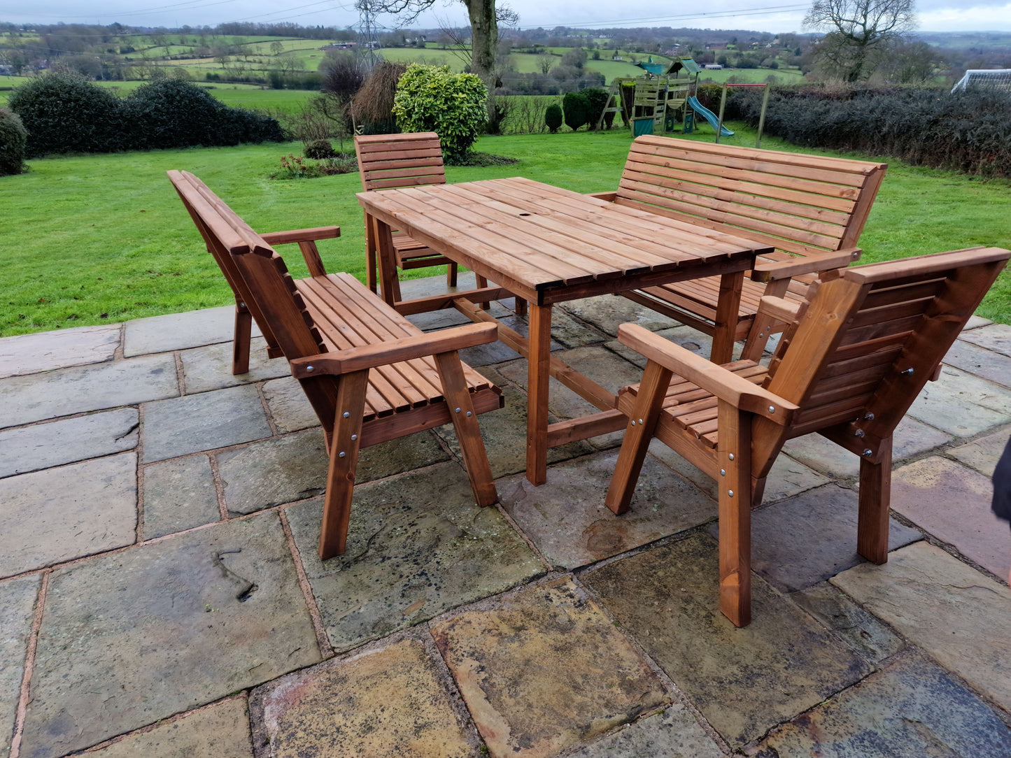Classic Redwood 8 Seat Set - Benches/Chairs