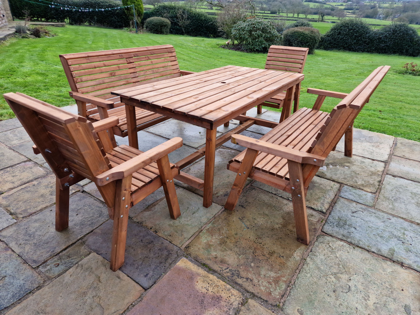 Classic Redwood 8 Seat Set - Benches/Chairs