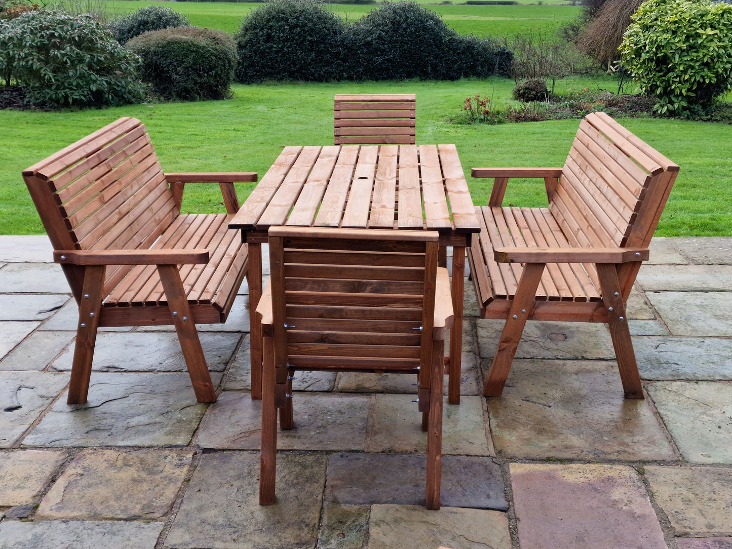 Classic Redwood 8 Seat Set - Benches/Chairs