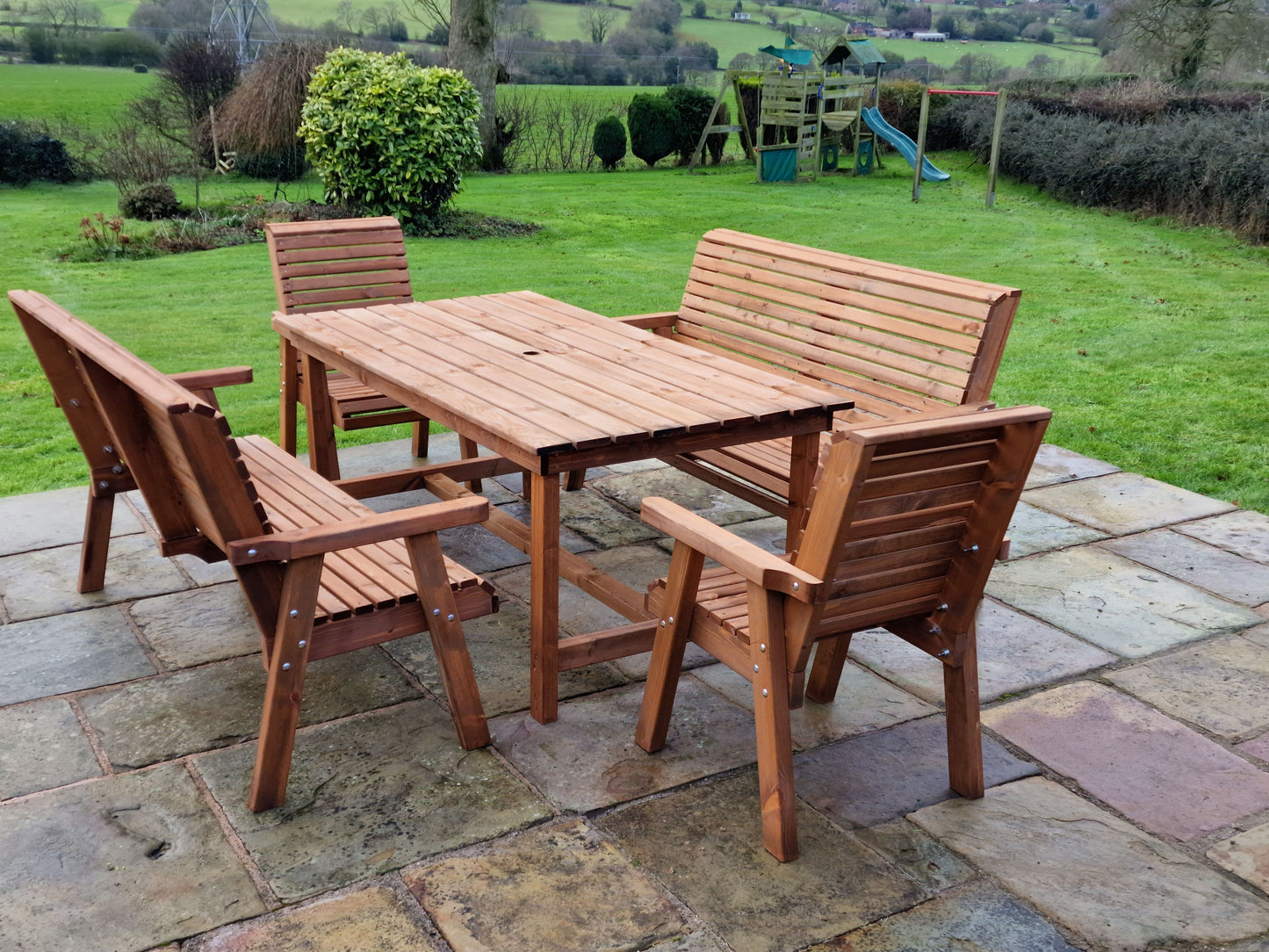 Classic Redwood 8 Seat Set - Benches/Chairs