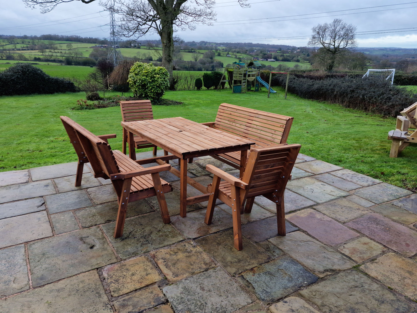 Classic Redwood 8 Seat Set - Benches/Chairs