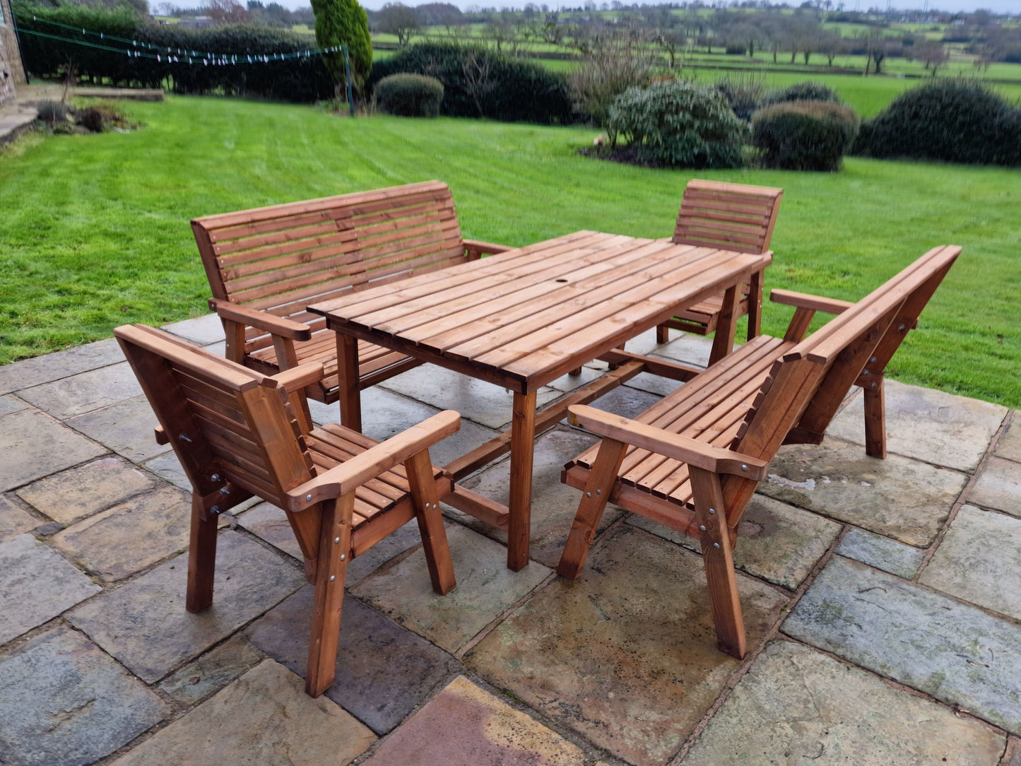 Classic Redwood 8 Seat Set - Benches/Chairs