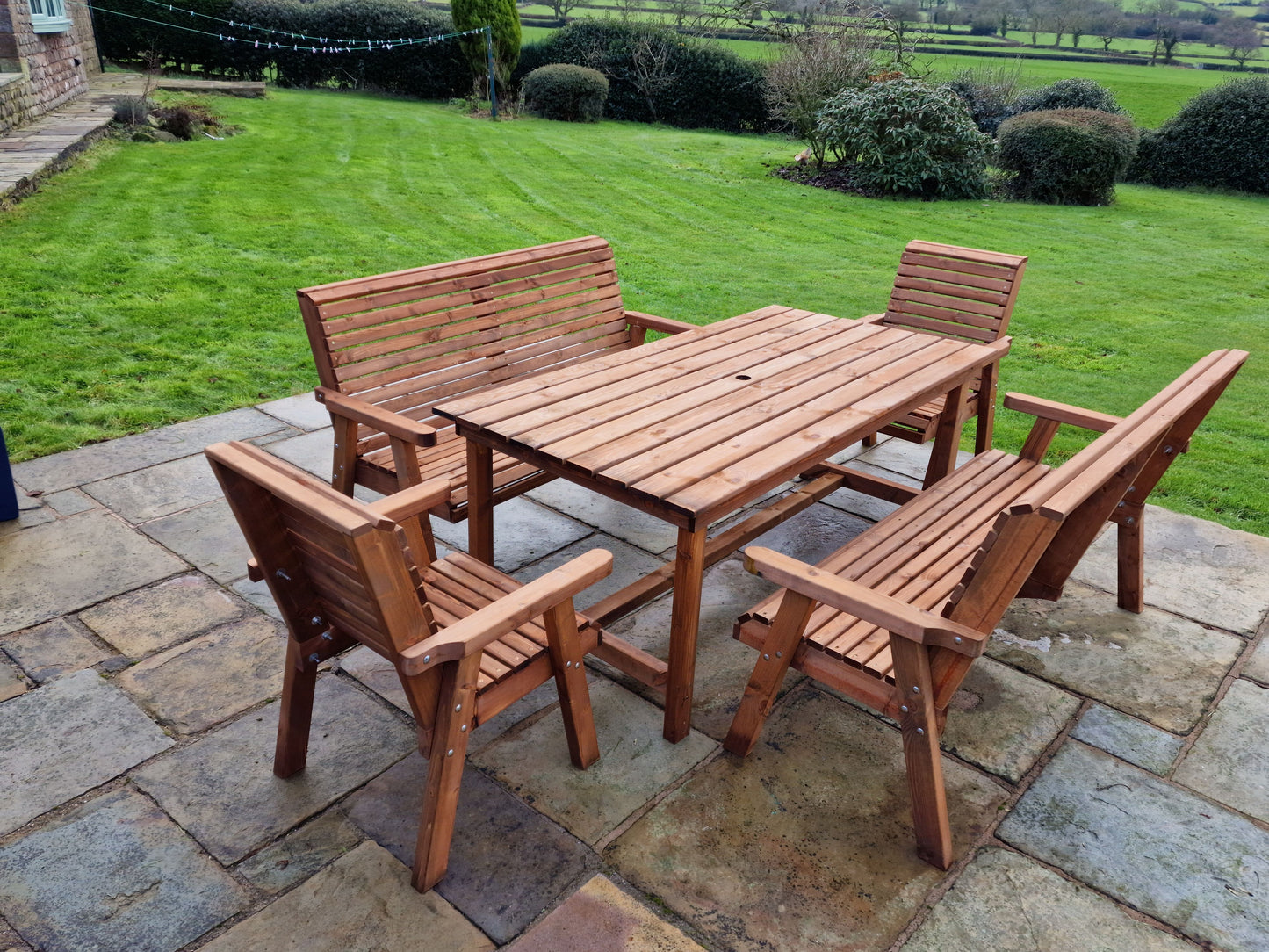 Classic Redwood 8 Seat Set - Benches/Chairs