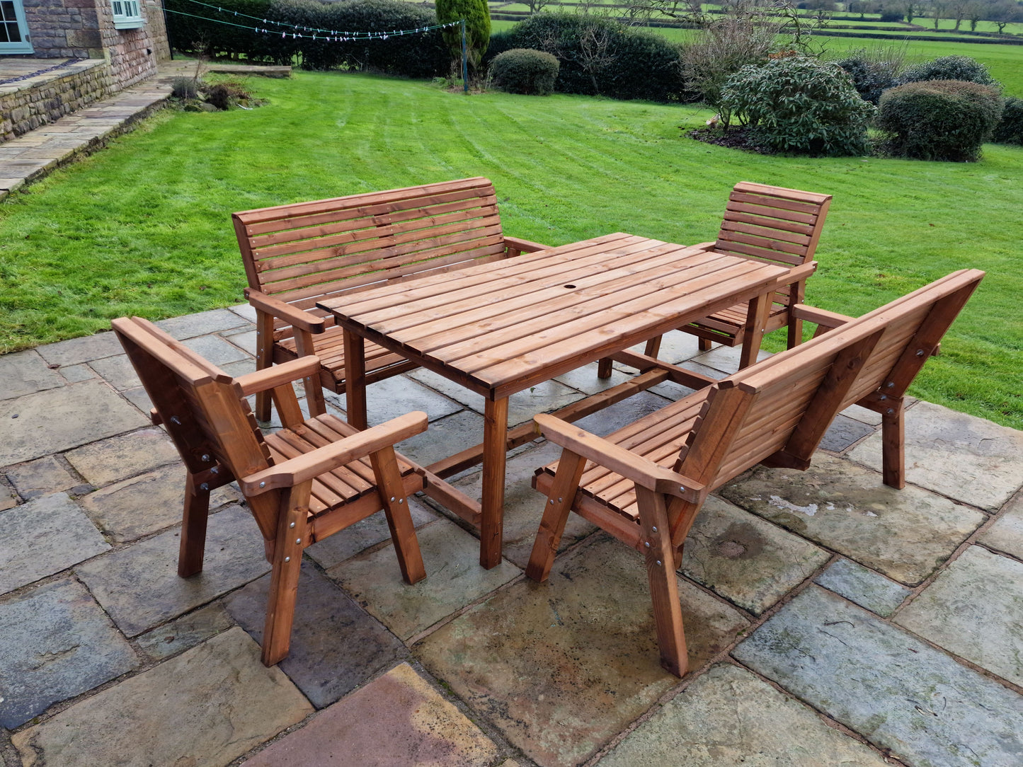 Classic Redwood 8 Seat Set - Benches/Chairs
