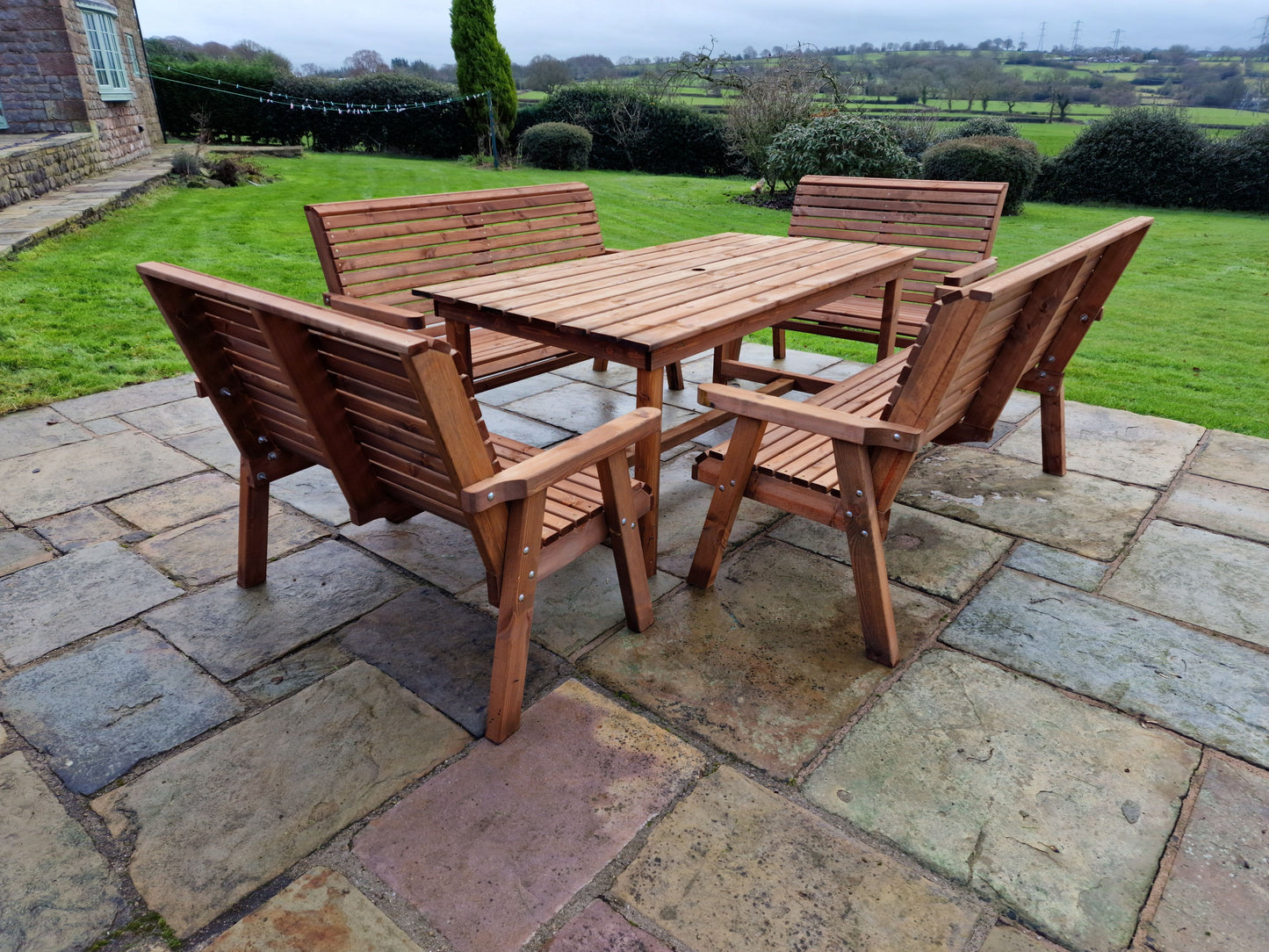 Classic Redwood 10 Seat Set - Benches