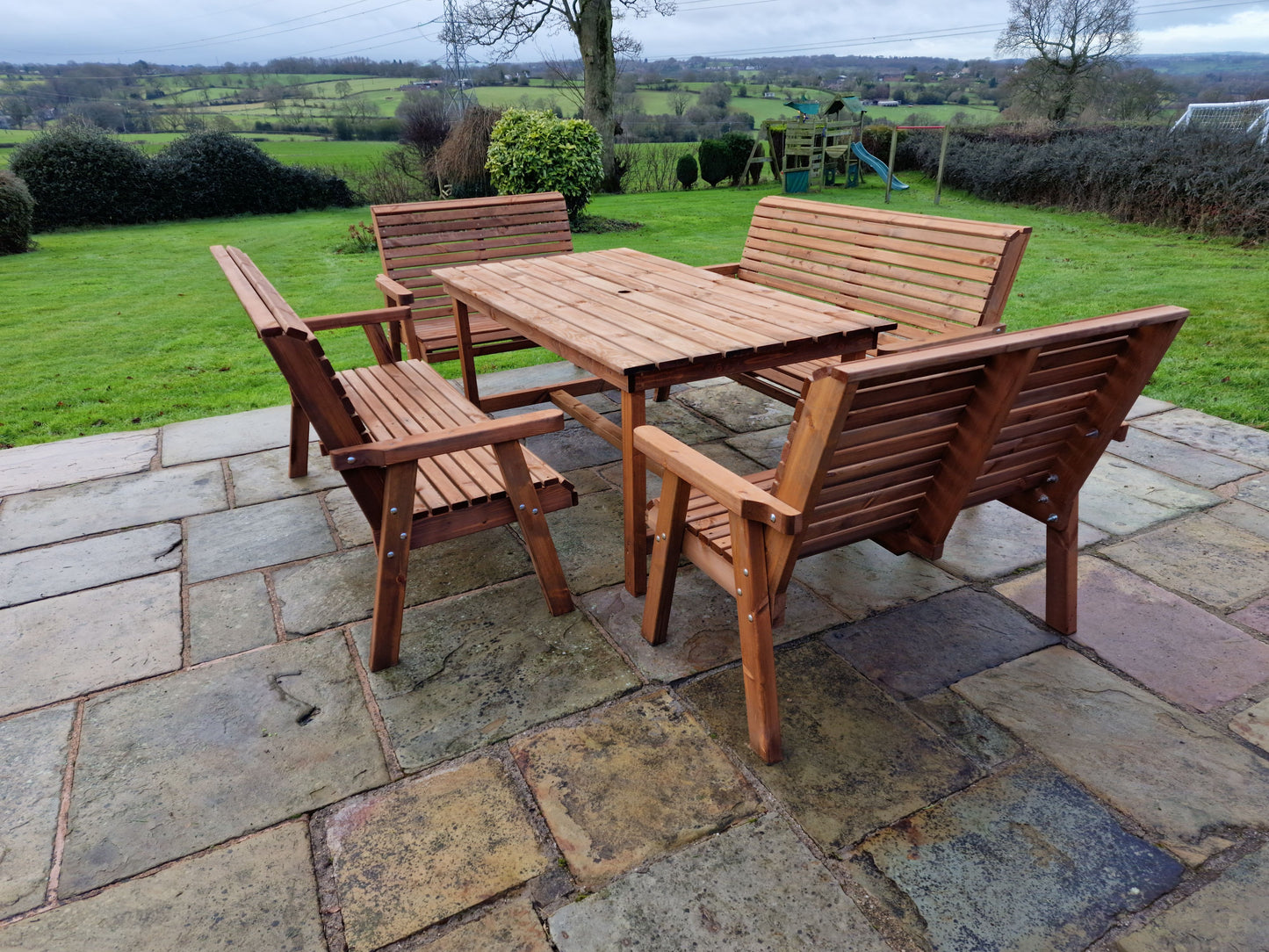 Classic Redwood 10 Seat Set - Benches