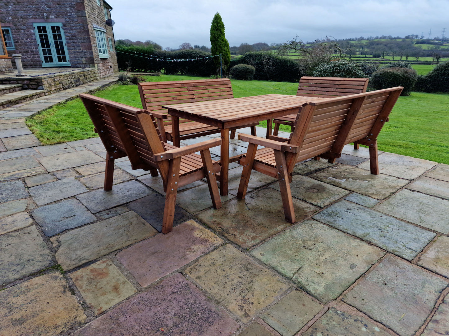 Classic Redwood 10 Seat Set - Benches