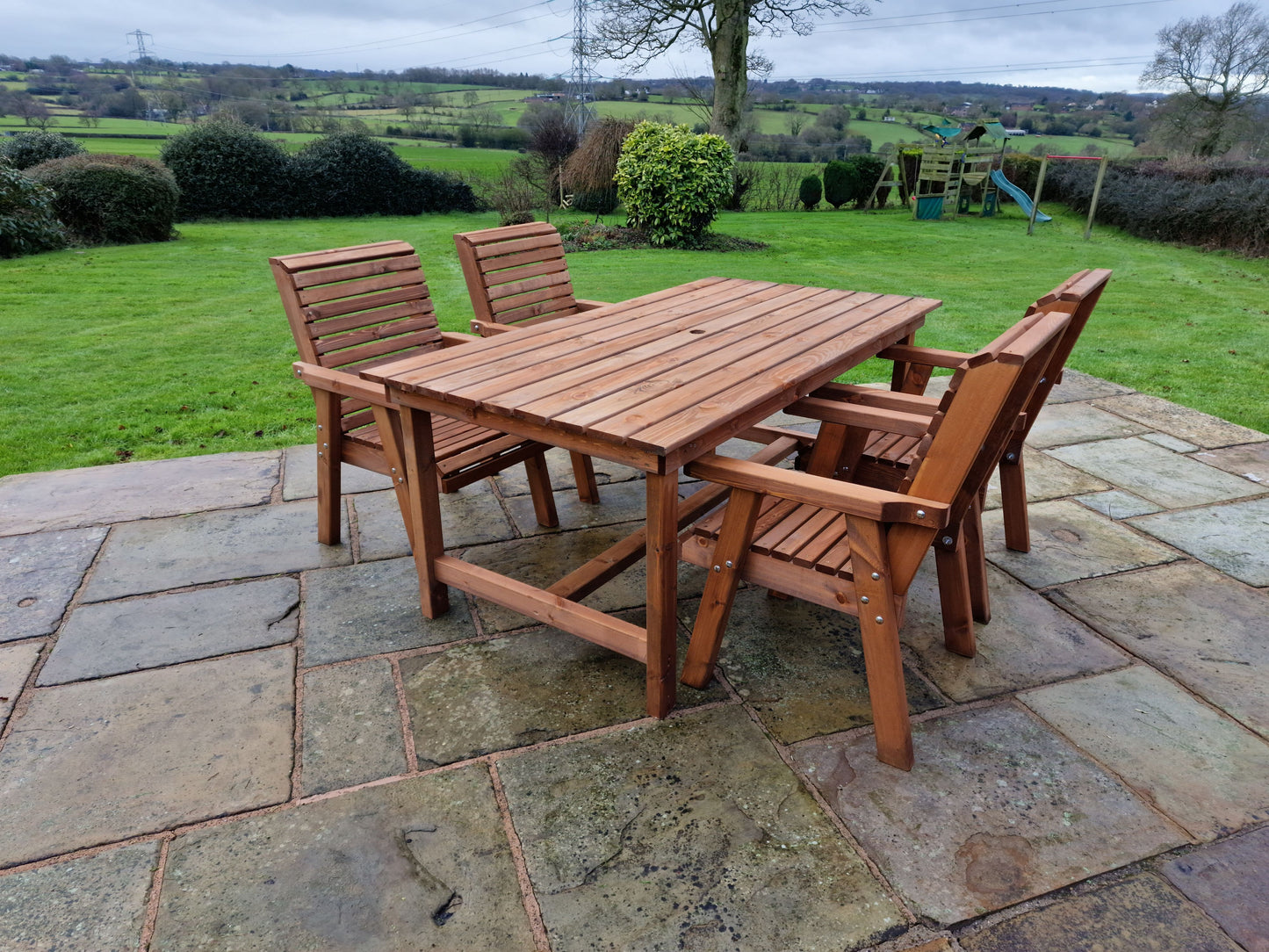 Classic Redwood 4 Seat Rectangular Set - Chairs