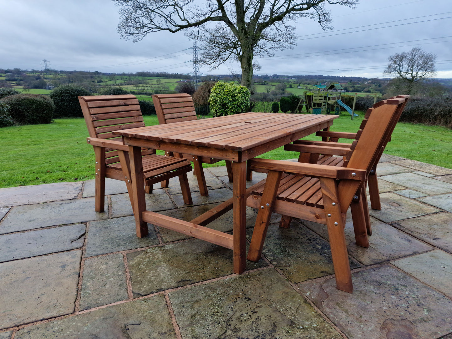 Classic Redwood 4 Seat Rectangular Set - Chairs