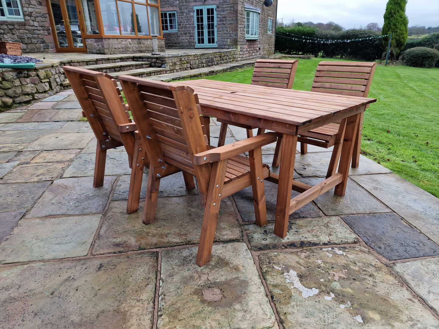 Classic Redwood 4 Seat Rectangular Set - Chairs