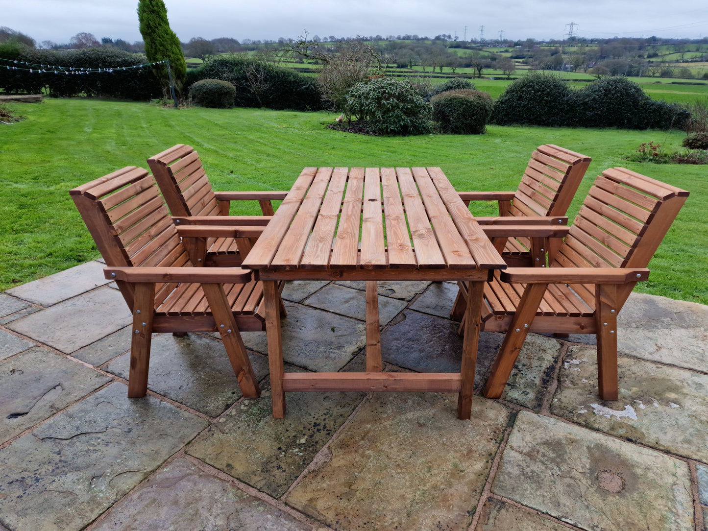 Classic Redwood 4 Seat Rectangular Set - Chairs