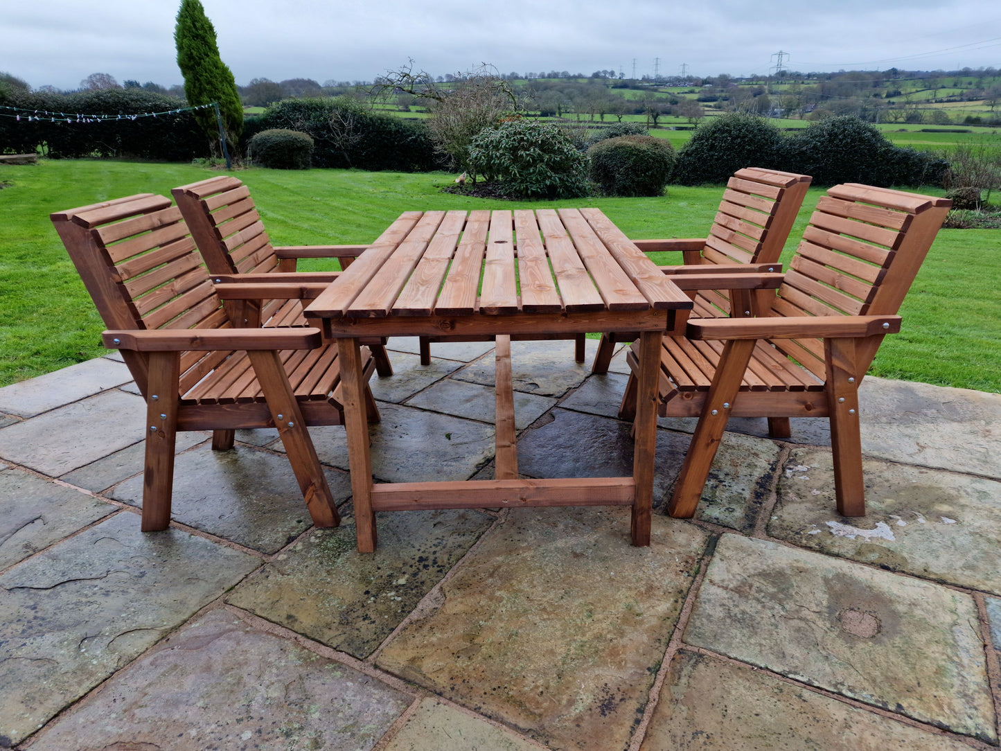 Classic Redwood 4 Seat Rectangular Set - Chairs