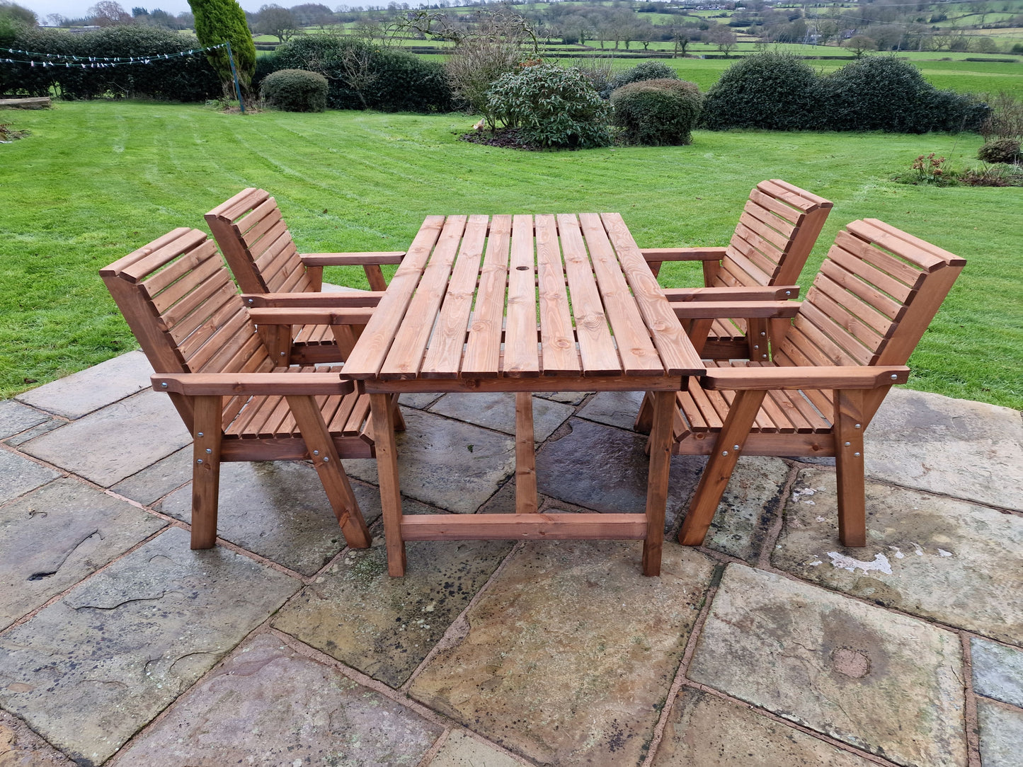 Classic Redwood 4 Seat Rectangular Set - Chairs