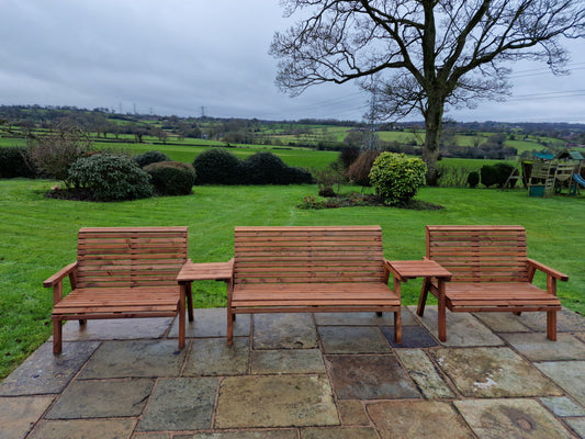 Classic Redwood 7 Seat Set 3 x Benches - Straight Trays