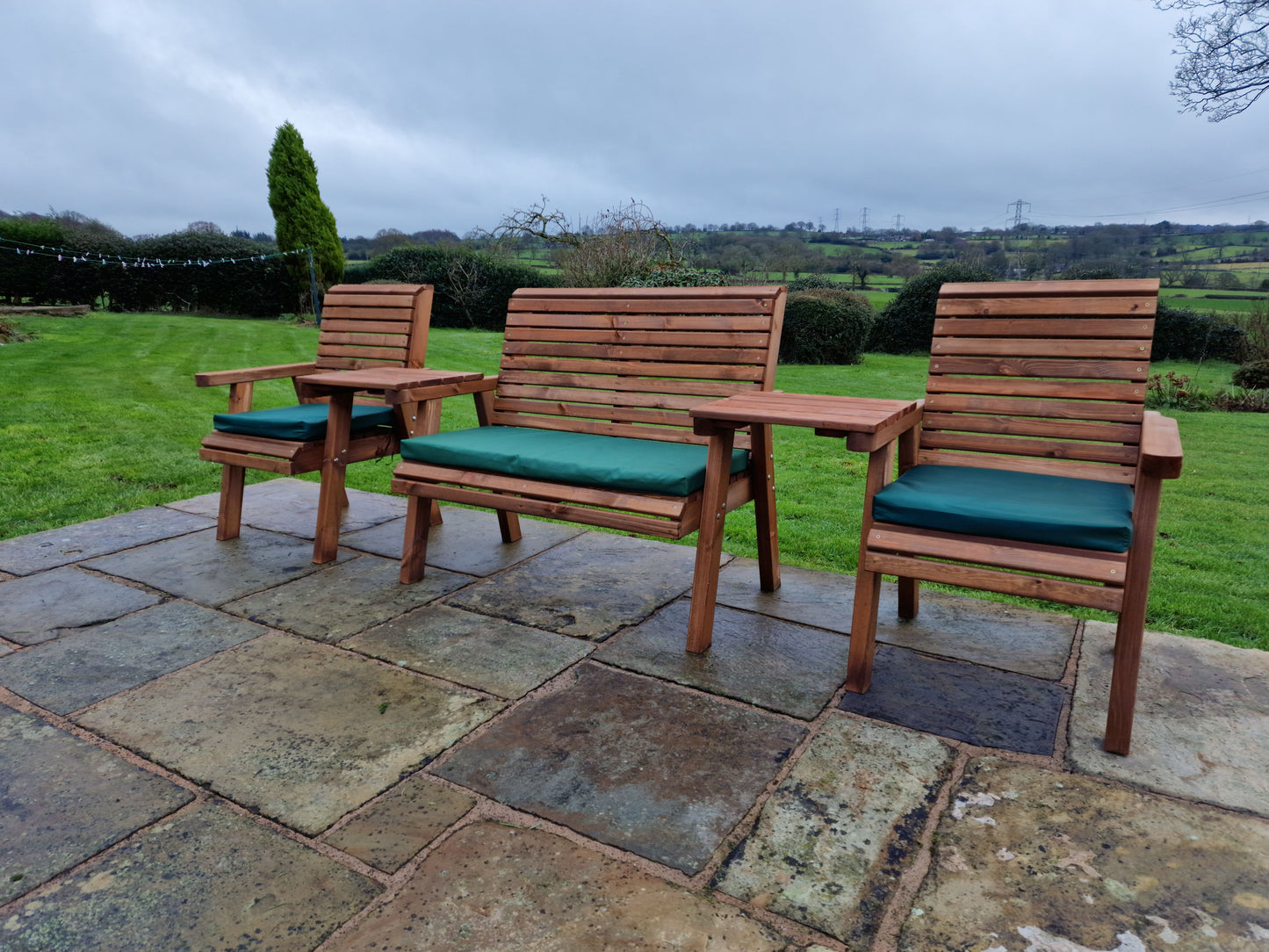 Classic Redwood 4 Seat Set 2 x Chair 1 x Bench - Straight Trays