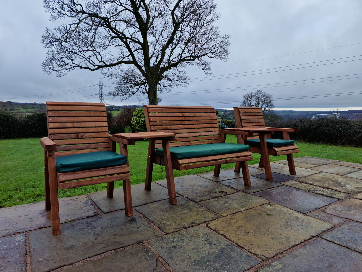 Classic Redwood 4 Seat Set 2 x Chair 1 x Bench - Straight Trays