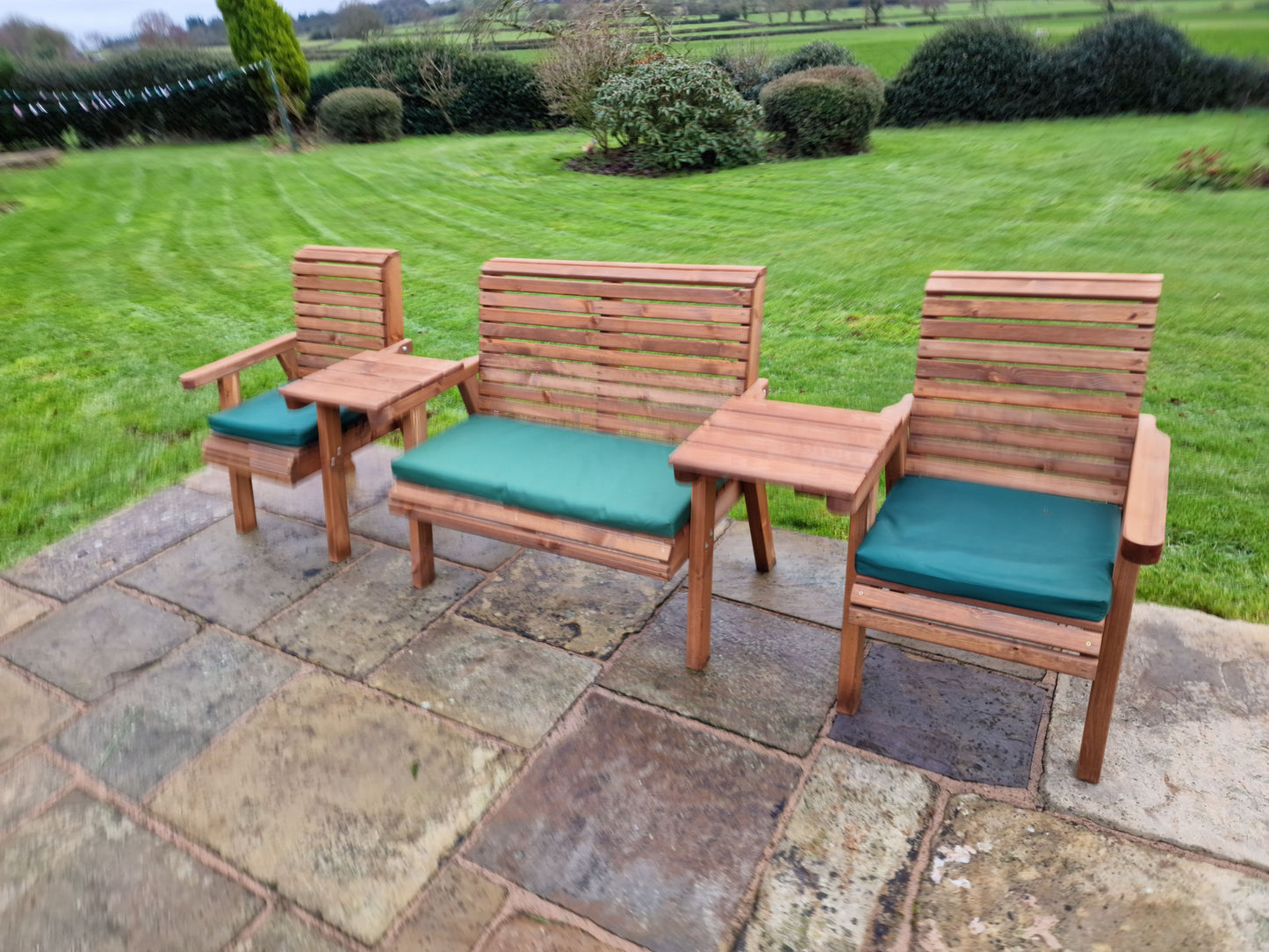 Classic Redwood 4 Seat Set 2 x Chair 1 x Bench - Straight Trays