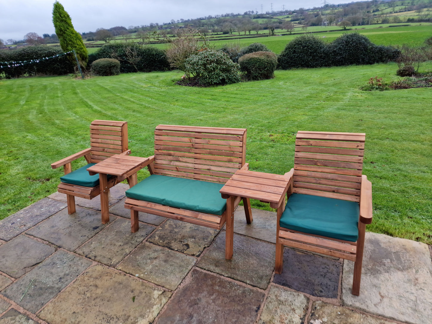 Classic Redwood 4 Seat Set 2 x Chair 1 x Bench - Straight Trays