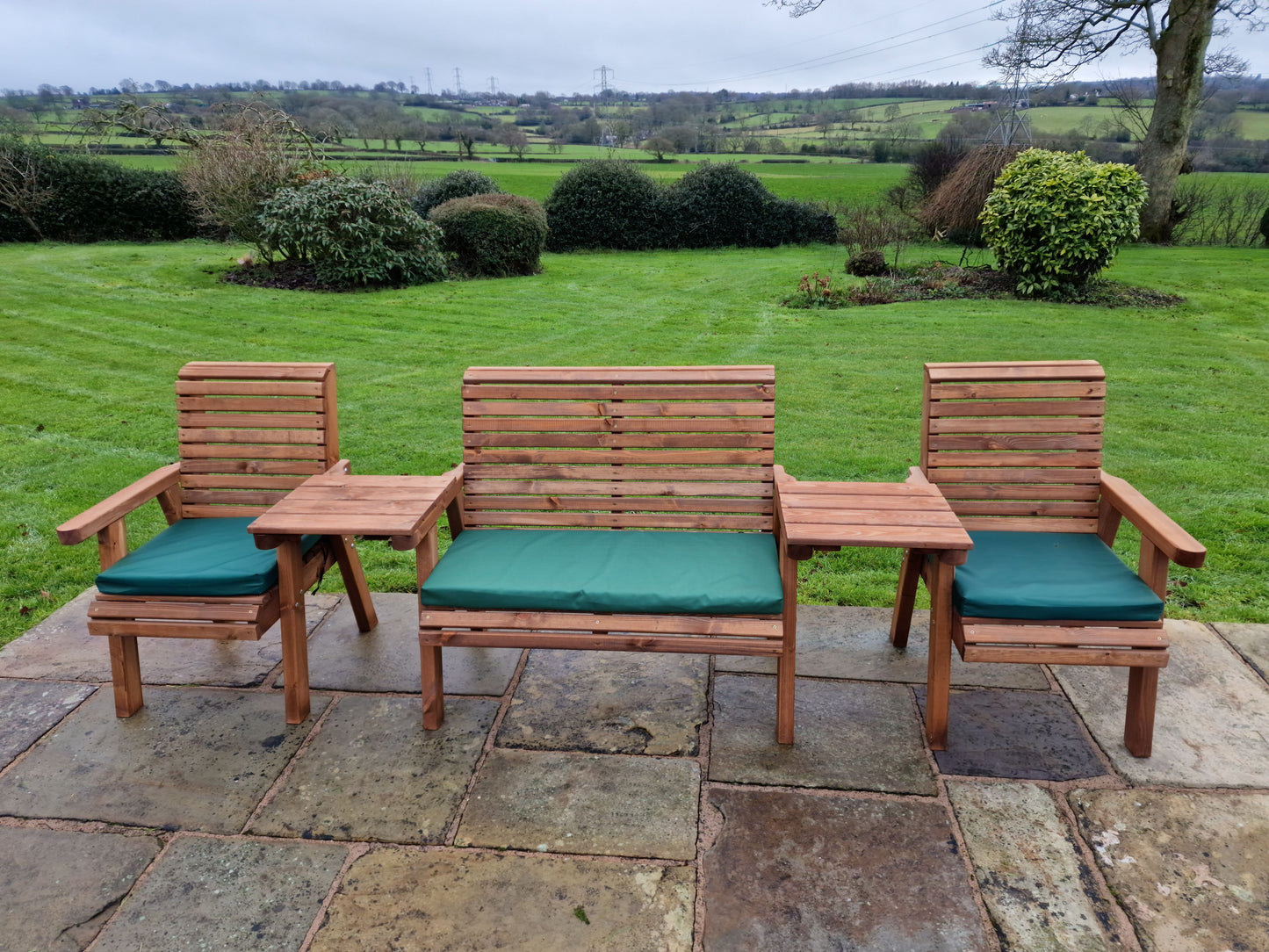 Classic Redwood 4 Seat Set 2 x Chair 1 x Bench - Straight Trays