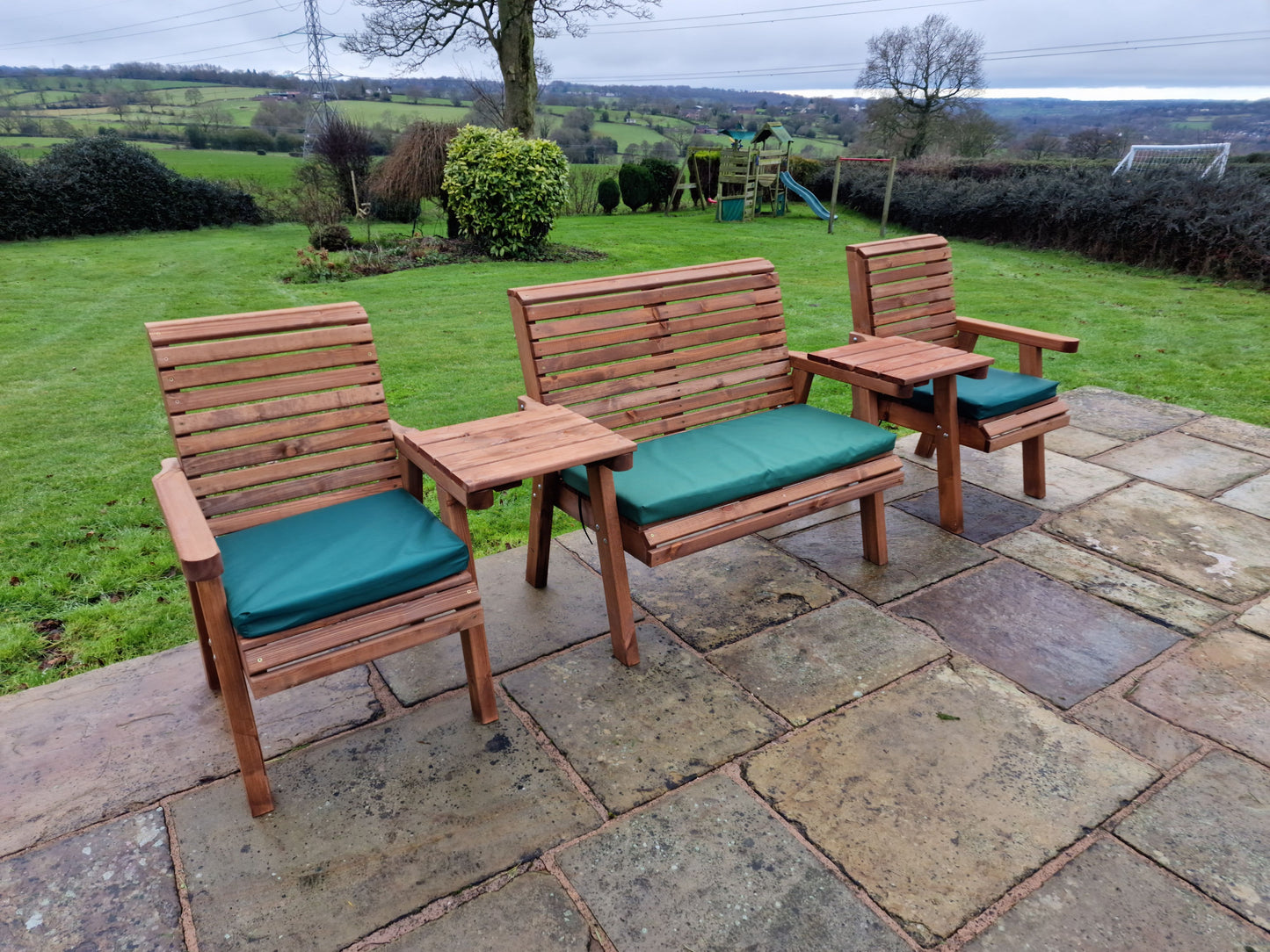Classic Redwood 4 Seat Set 2 x Chair 1 x Bench - Straight Trays