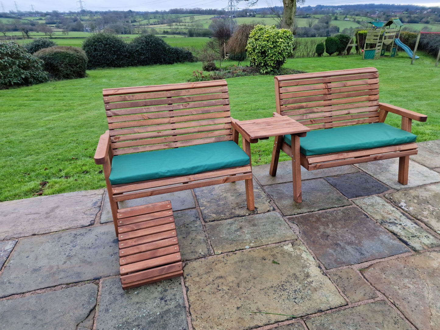 Classic Redwood 4 Seat Set 2 x Benches - Straight Tray