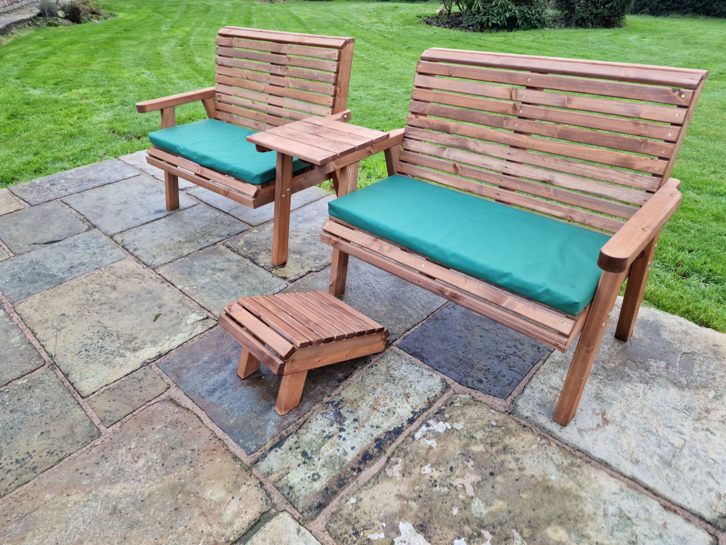 Classic Redwood 4 Seat Set 2 x Benches - Straight Tray